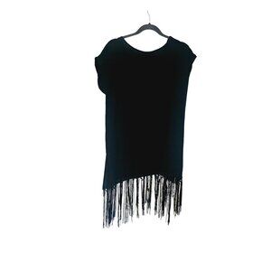 John and Anna  fringe shift dress Size Medium black